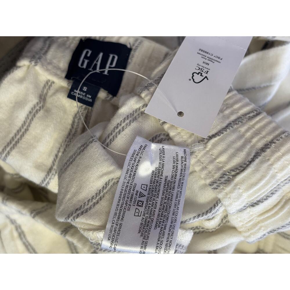 Gap 2-Pack Relaxed Fit PJ Pants Women Size S Gray Plaid Ivory Striped Lounge NEW - Picture 4 of 9